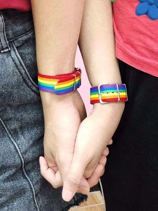 LGBT pulsera de cinturón con patrón de rayas de arcoíris